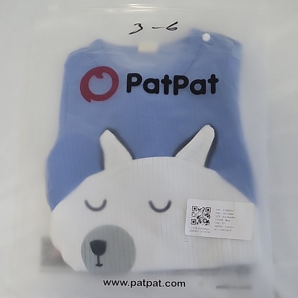 PatPat Blue and White Baby Romper